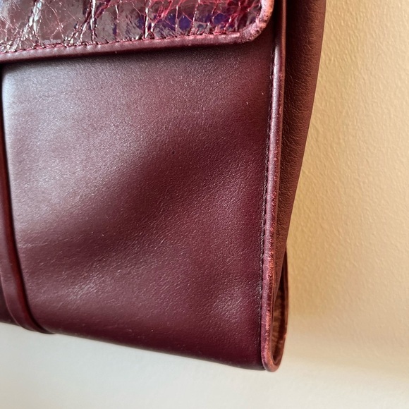 SILVANO BIAGINI Burgundy Flat Crossbody Leather Bag - Picture 7 of 16